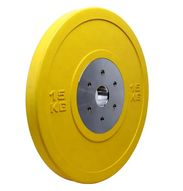 Rizhao Fujian Sports High Quality Custom Competition Bumper Plate Rubber Coated 190mm Stainless Steel Flange Color Weight Plates