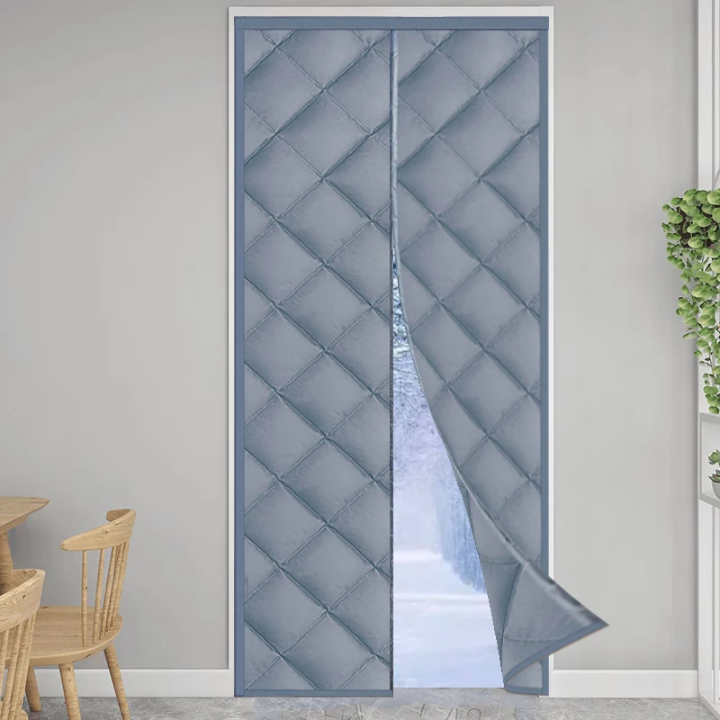 Magnetic Oxford cloth and thickened polyester filling effective temperature control insulated door curtain for winter