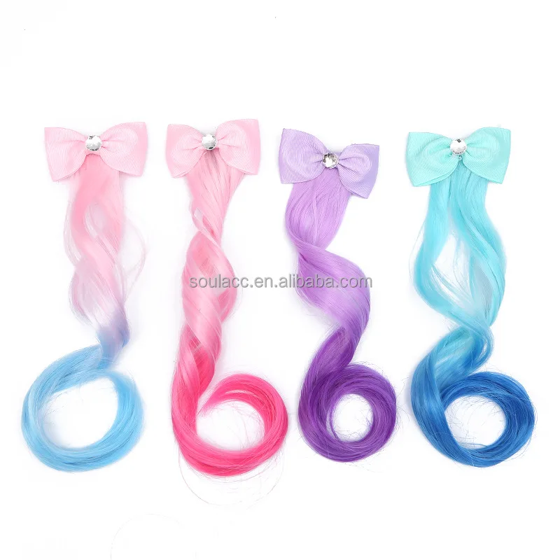 Kids Hair Accessories Colorful Beautiful Girls Bow Wig Hair Clips