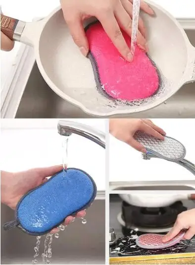 SEQ Microfiber Non-Scratch Dish washing Sponge Kitchen Cleaning Sponges for Kitchen
