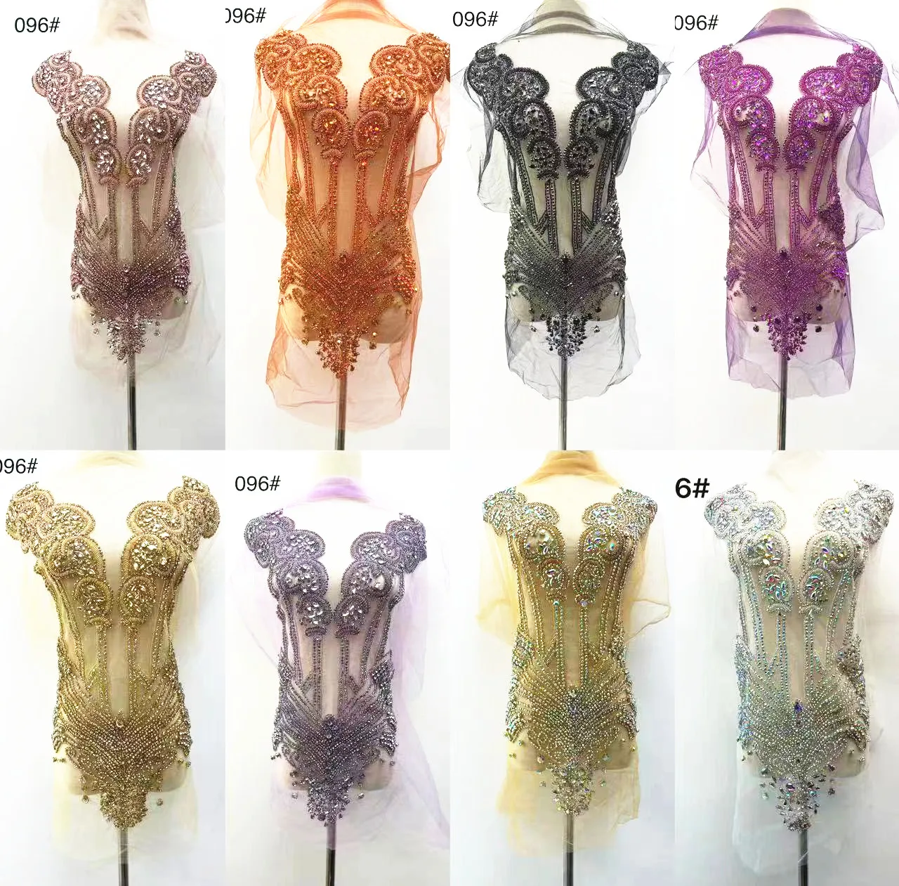 RM510 Bling Crystal Color Stones Hot Pink Rhinestone Applique patch for bridal wedding dress bridal bodice appliques for dress