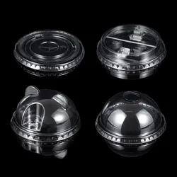 Plastic Bubble Tea Clear Cup Lids Flat Dome Bear Lids Covers