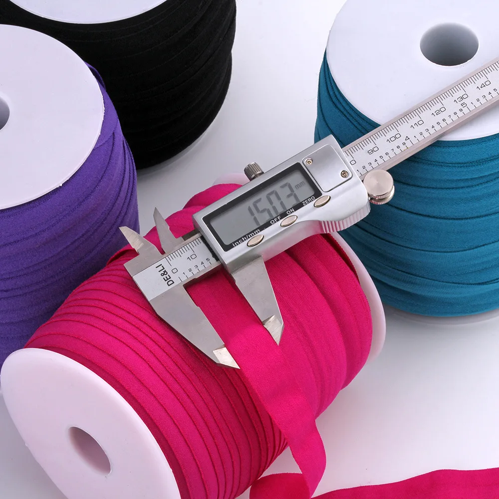 1.5CM Spandex Elastic Band Custom Black Tie Folded Wrapped Elastic Hem Tape For Underwear