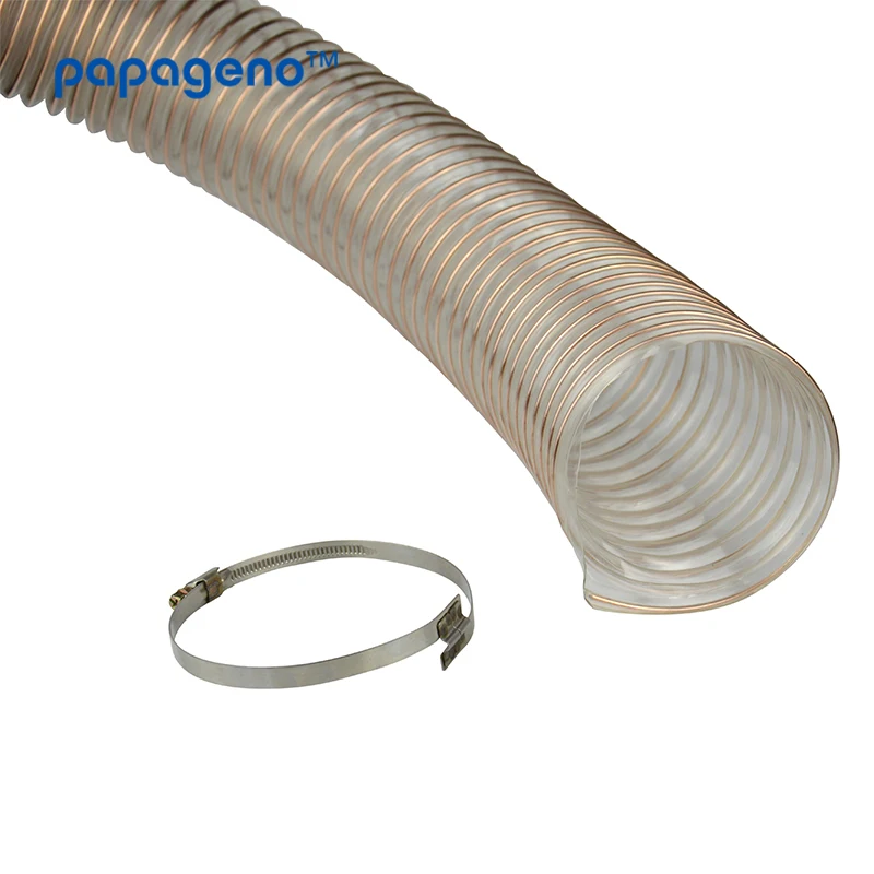 PU Air Ducting Polyurethane Flexible Hose with Coppered Steel Wire reinforced