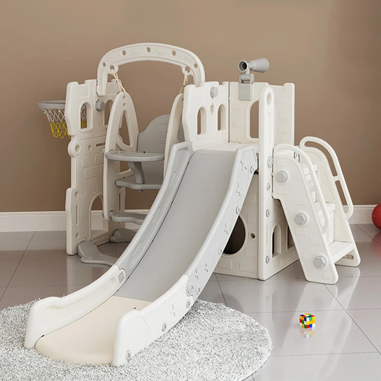 Plastic Play Climber Slide Play set with Basketball Hoop kids swing and slide for babies