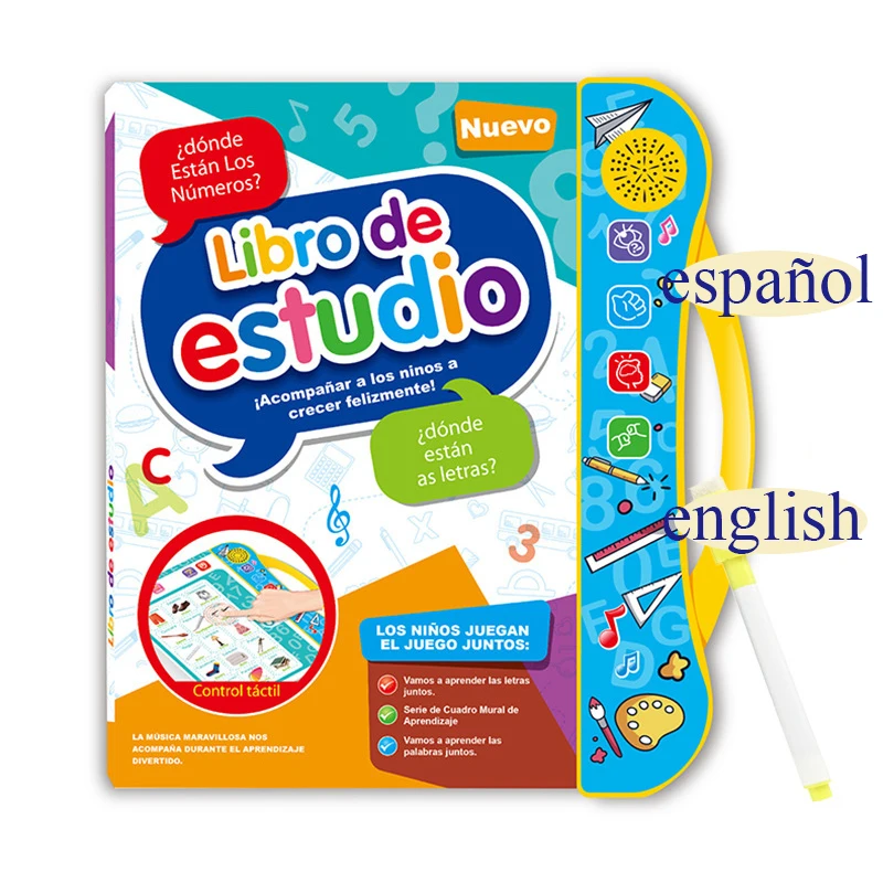 Children Interactive Toy Kids ABC Sound Book Spanish and English Letters Words and Shapes and Animal Other Educational Toy