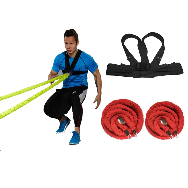 Nylon sleeve covered Resistance bands set with Shoulder Harness assistant belt athletes running jumping