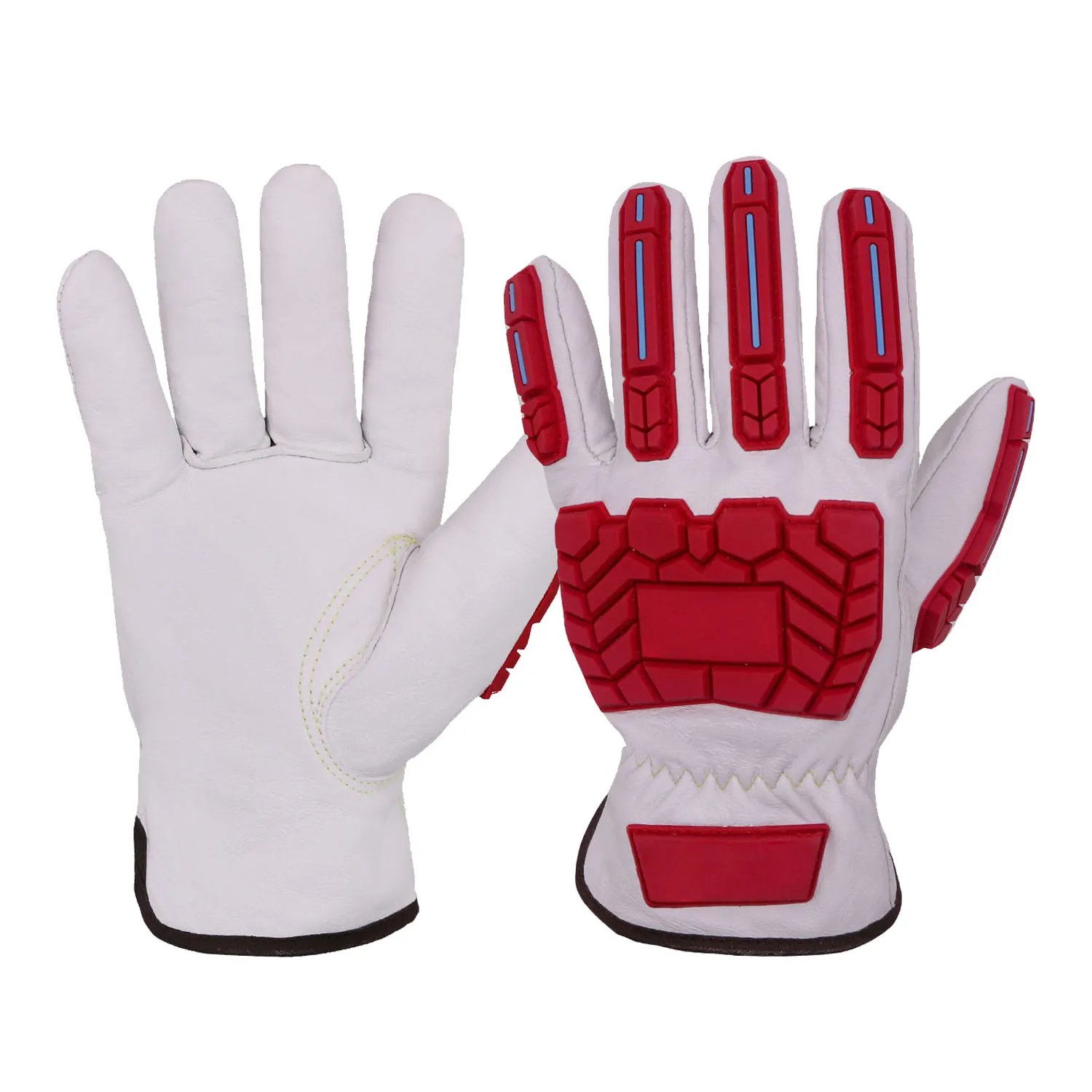 PRISAFETY Full Grain Goatskin Aramid Lining Cut Resistance Heavy Duty Industrial Work Gloves TPR Protect Oil&Gas Impact Gloves