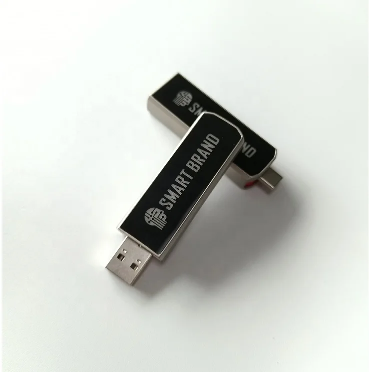 2022 Innovative ideas Metal slide Type-C LED USB drive 2 in 1 usb Type-C usb flash for Mobile Phones