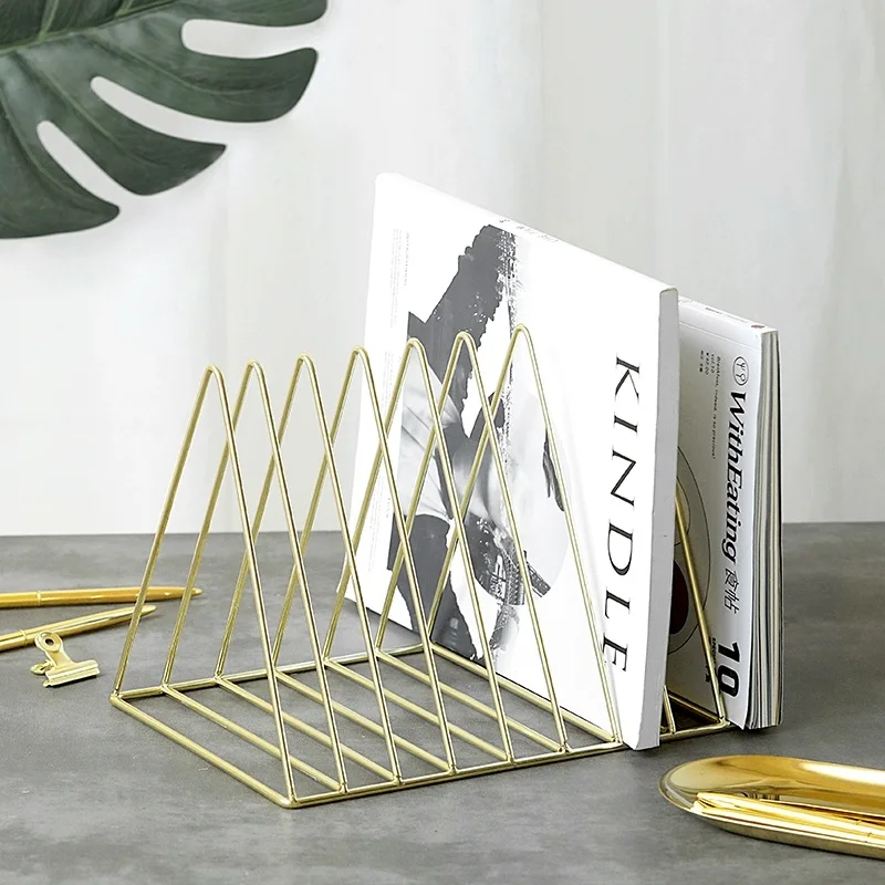 9 Sections Triangle Desk Metal Wire Organizers Magazine Holder Decorative File Folder Organizer Vinyl Record Stand Holder