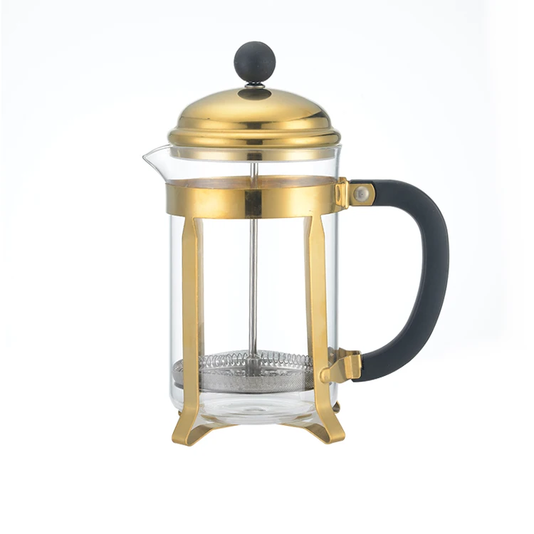 LFGB кофе пресс розовое золото чайница 304 нержавеющая сталь боросиликатное стекло 34 унции французский