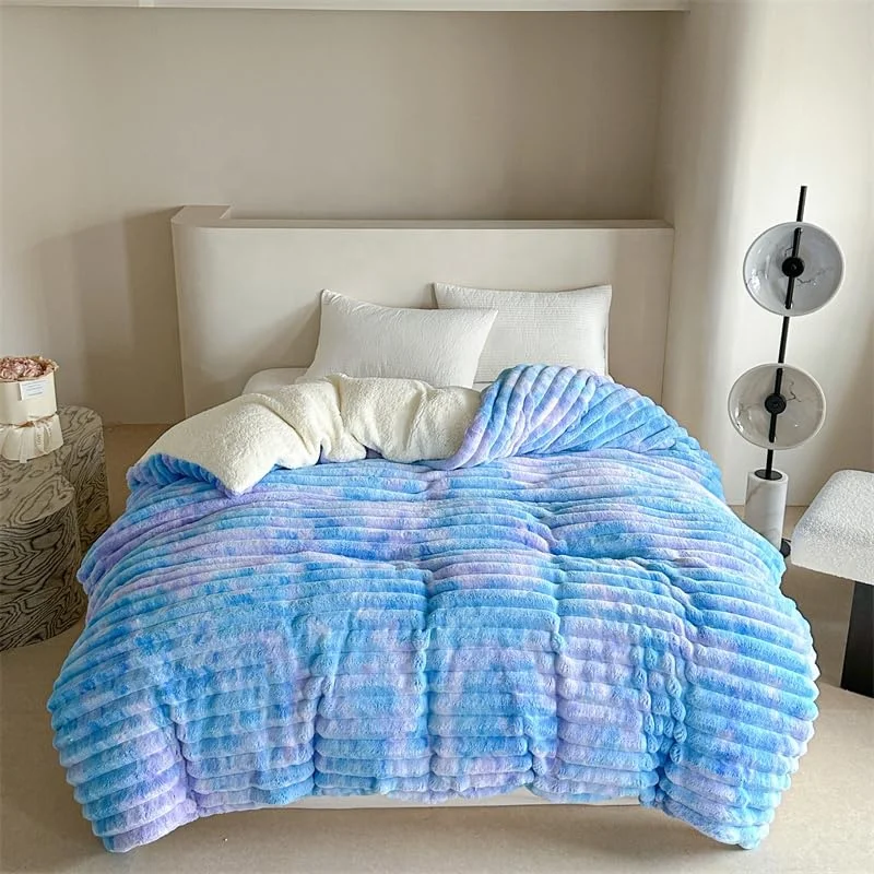 Soft Lightweight Faux Fur Throw Blanket Rabbit Fur Blanket Cozy Warm Blankets