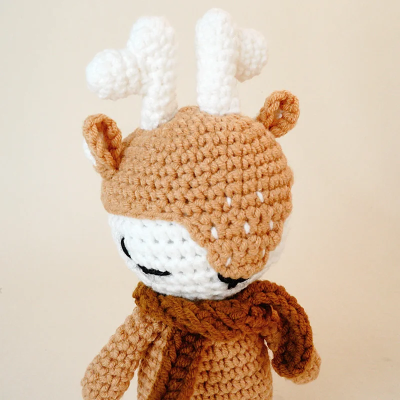 Unisex Crochet Christmas Nativity Amigurumi Set Mary Joseph Baby Jesus Doll PP Cotton Filled for Baby Moose Reindeer Doll