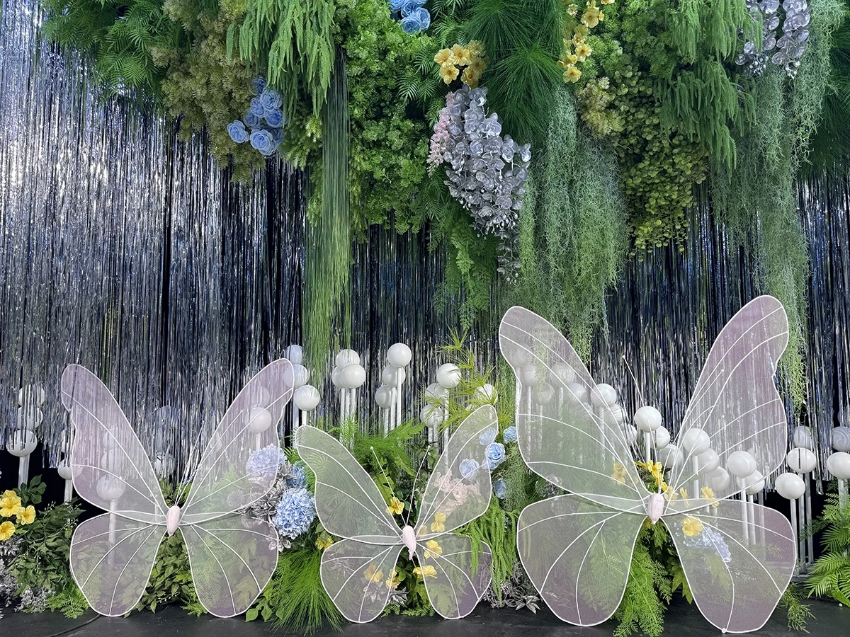 New Wedding Props Wrought Iron Butterfly Screen Arch Chinese Mori Wedding Stage Layout Wrought Iron Butterfly Wings