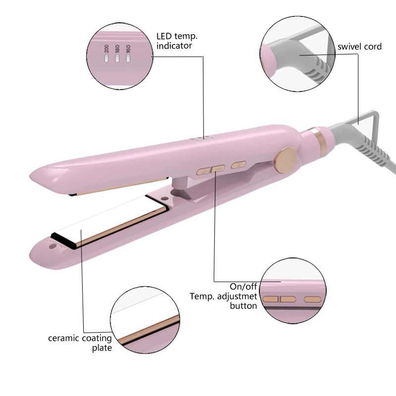 Portable flat iron 3D floating plate Hair Straightener 3 level temperature control straightening  iron