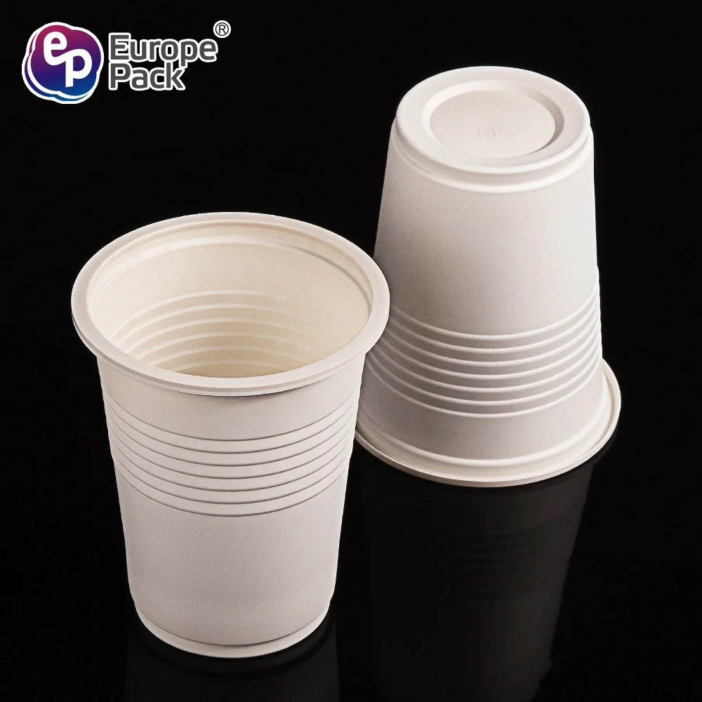 Europe-Pack 9 OZ 250ml high quality PP cornstarch biodegradable nature color plastic juice cup
