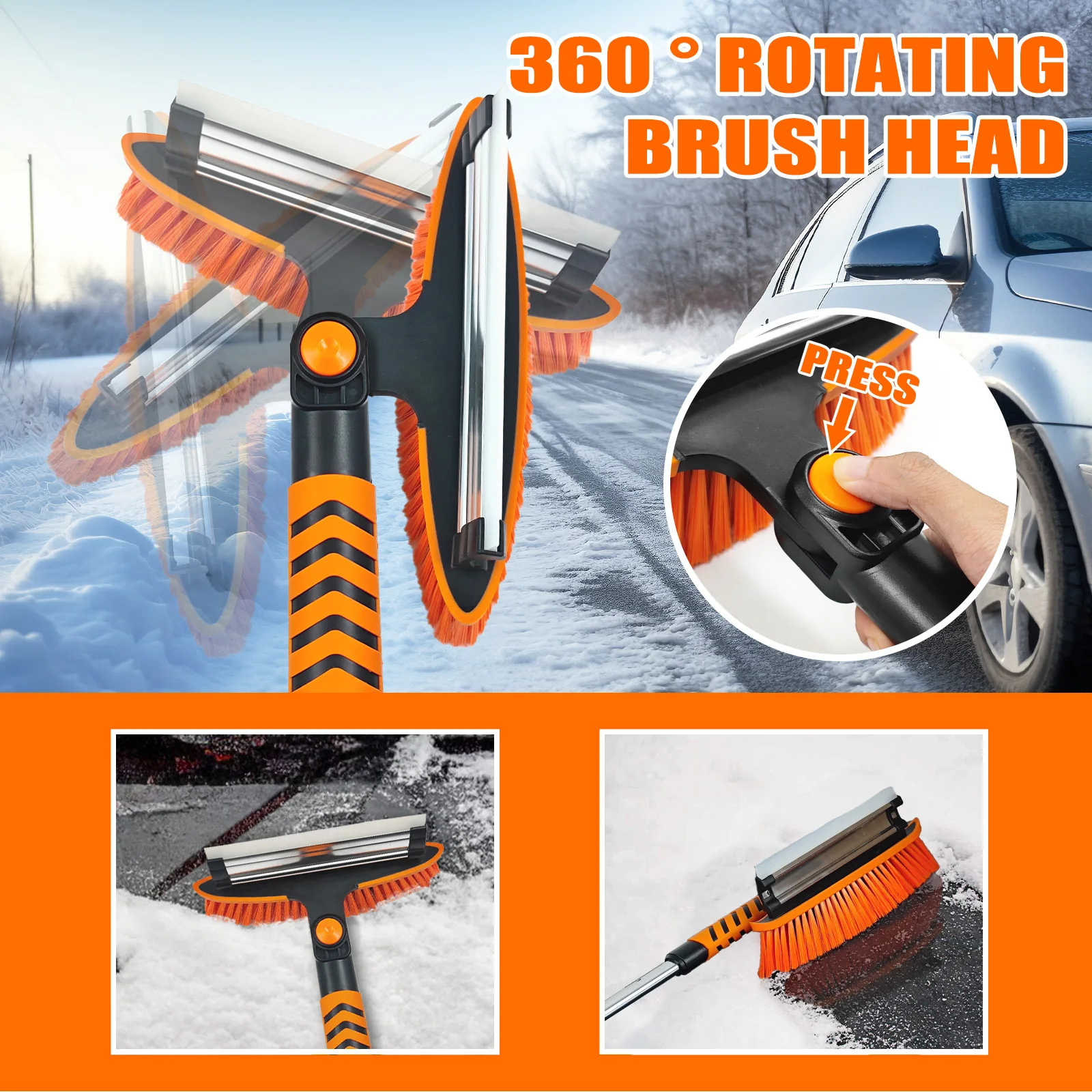 Detachable Ice Scraper Snow Brush Window Ice Scraper with Ergonomic Foam Grip for Car SUV Truck