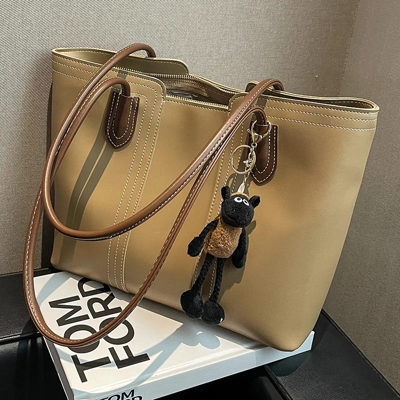 New Hot Ladies Large Pu Leather Tote Shoulder Bag Dropshipping Female Handbags Big Totes Bag With Zipper Handbags For Women