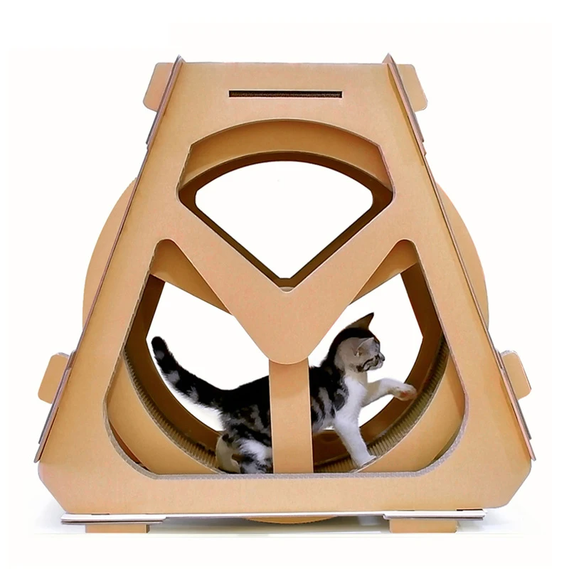 Corrugated paper sports treadmill Ferris wheel pet furniture cat scratching board crawling rack roller rotation