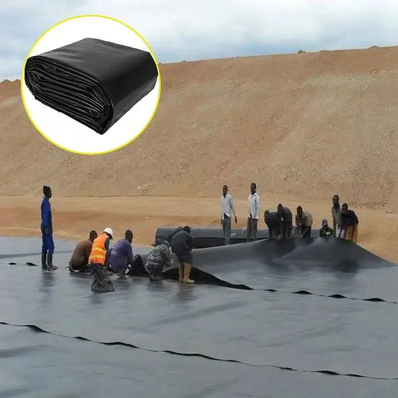 Черная гладкая геомембрана HDPE для защиты склонов полигона опасных отходов срок службы от 10 лет