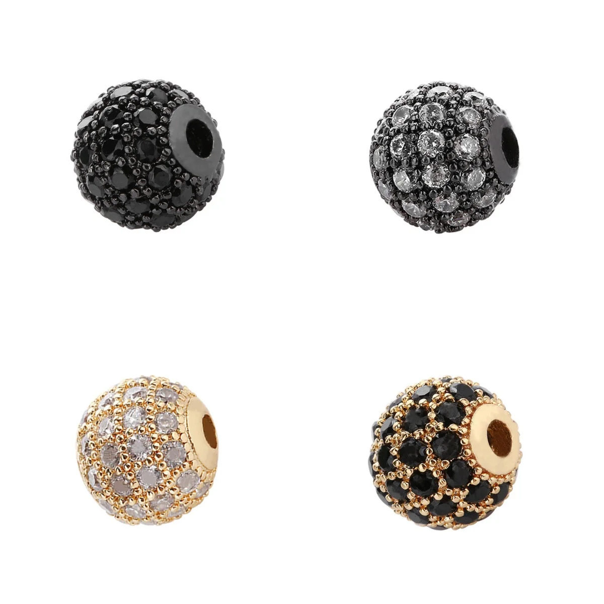 Wholesale Copper Micro Inlaid Diamond Ball DIY 6MM Circular Separated Zircon String  Loose Grain Micro Inlaid Hand Beads Jewelry