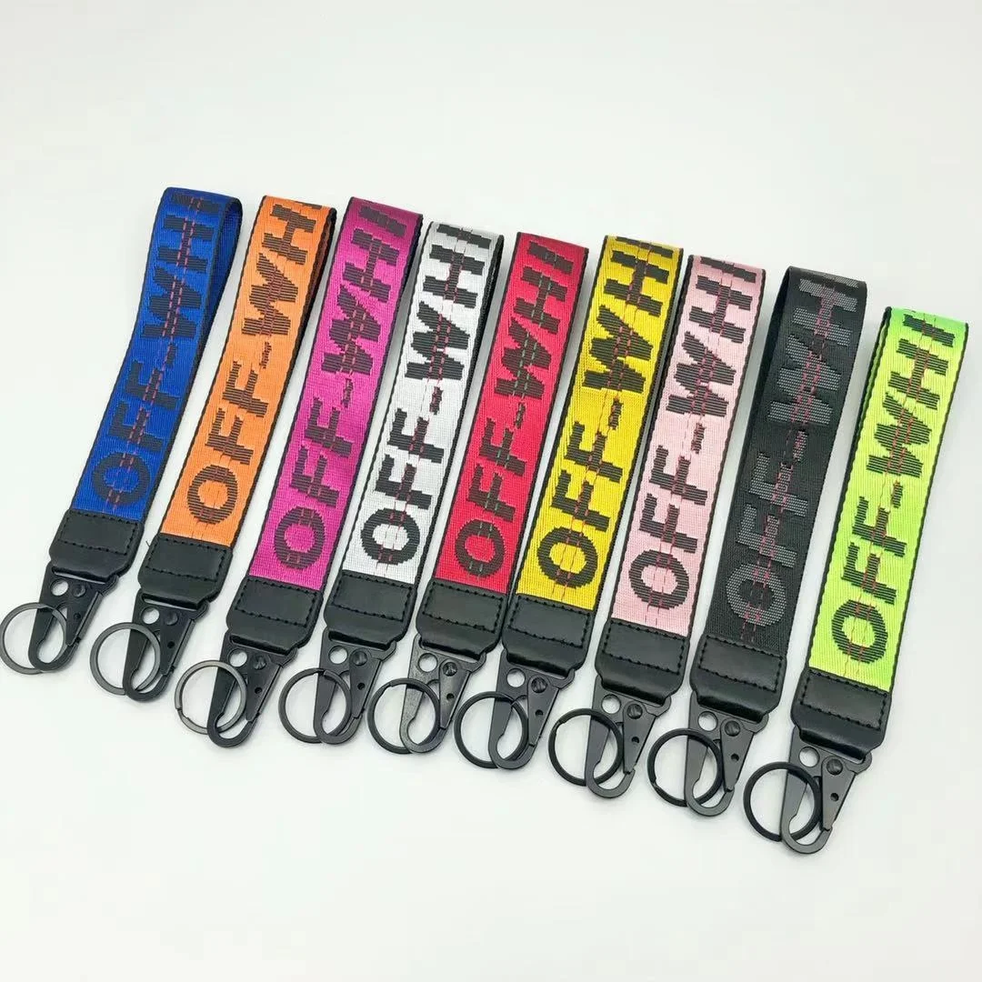 High Quality Promotional Gift 35MM Off Phone Car Key Chain Accessories Key Ring Lanyard  With Custom Woven Logo
