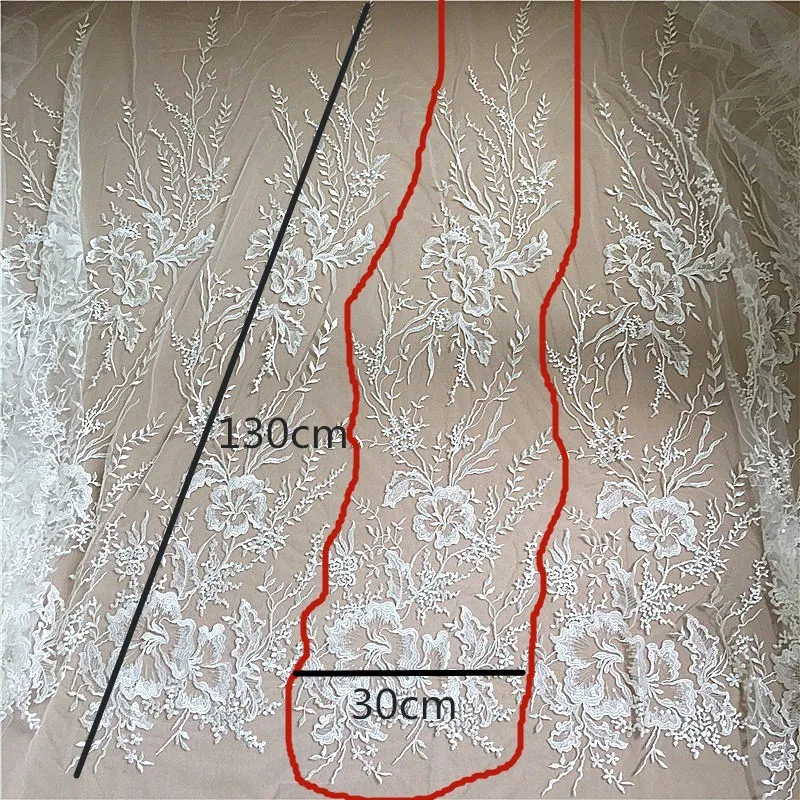 New Embroidery Soft Lace Face Fabric Big Flower Branch Sequins Wedding Dress Dress Qipao Window Curtain Handmade DIY