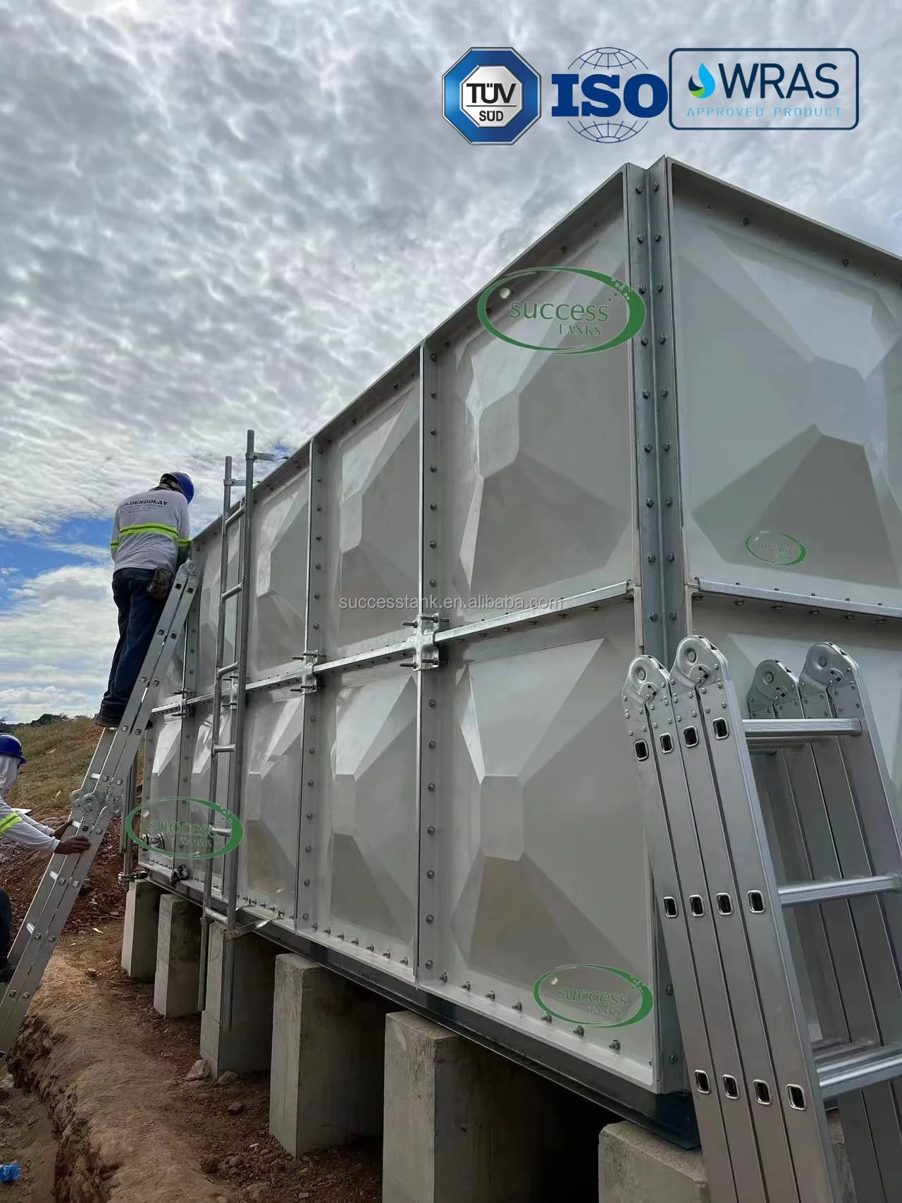 50000 Liters Gallon Cheap Fiberglass FRP GRP SMC Plastic Rectangular Potable Water Tank Manufacture Price