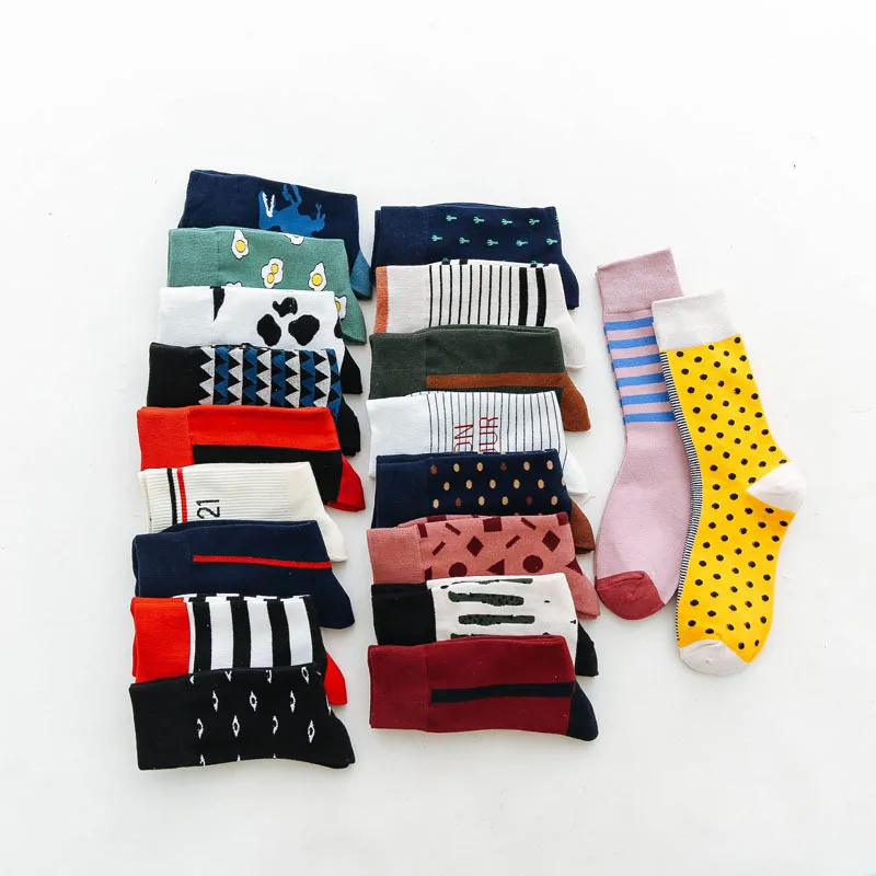Eco-friendly Men Socks Cotton Cartoon Mathematical Graphics stripe Novelty Mid-calf Funny Socks