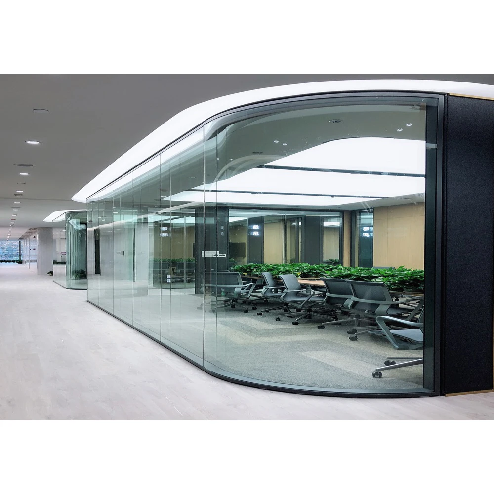 High quality good price aluminum glass waterfall partition wall removable office