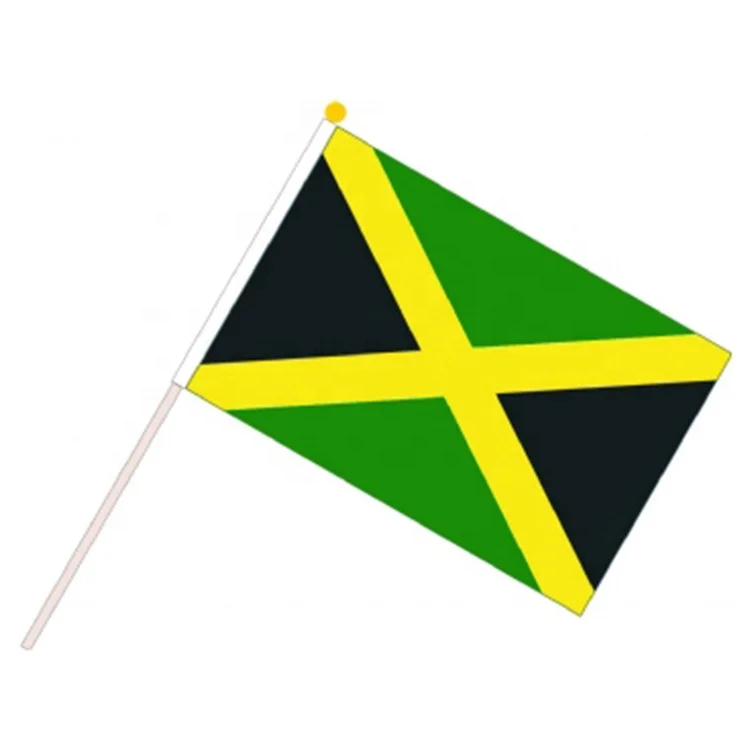 national plastic hand held flag manufacturer mini flags Jamaica country small decorative waving charm flag