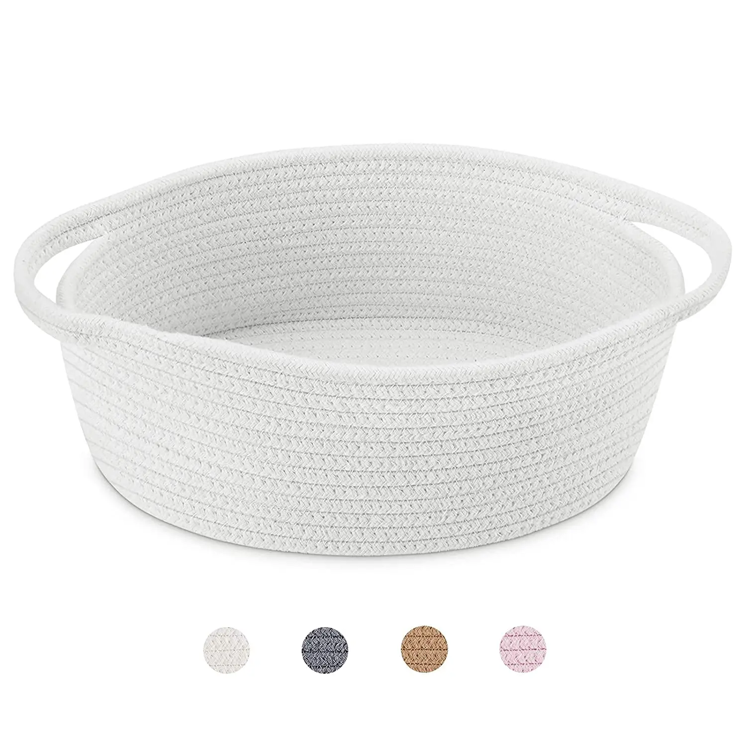 Small Woven Basket Shelf Storage Bins Cute Rope White Basket Room Storage Chest Box Dog Toy Cat Basket