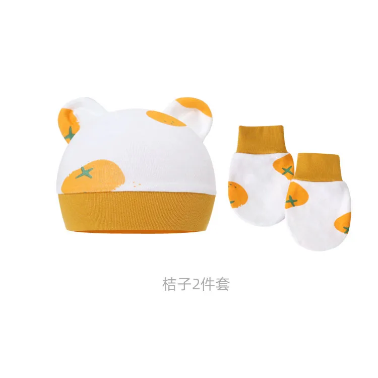 New Born Baby Hat and Baby Mittens Set Newborn Infant 100% Cotton Caps Newborn Mittens