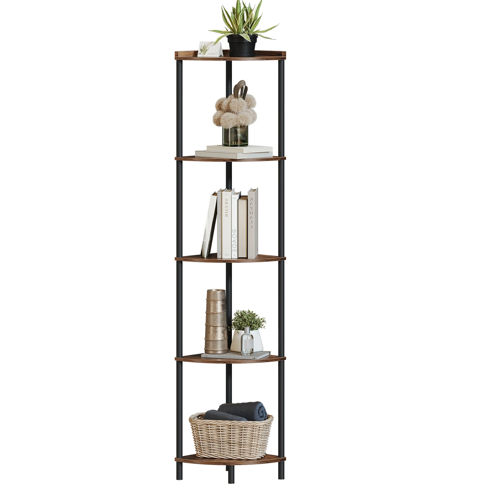 Indoor Multi-tier Wooden Bookshelf Plant Placement Corner Shelf
