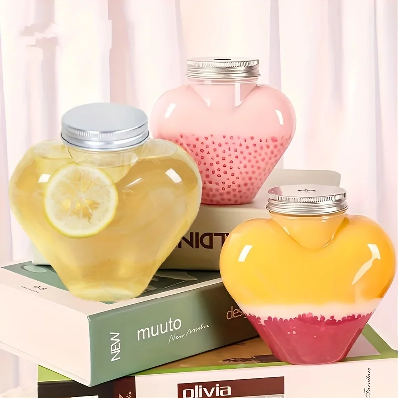 400ml heart shape Plastic PET drink bottle with Ring-Pull Cap for juice beverage bottle packaging with special shape