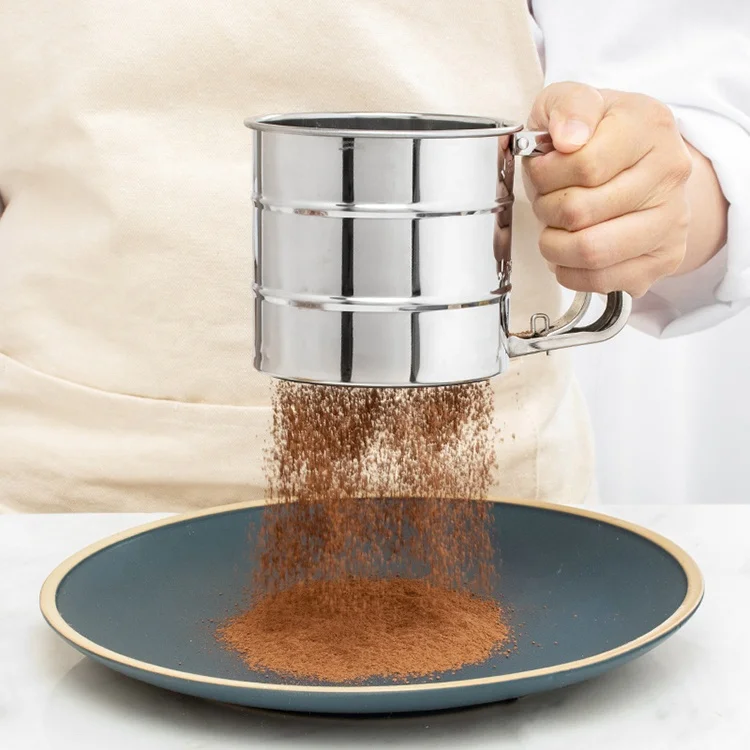 Handheld Rotary Flour Sieve Kitchen Tools Flour Sifter Sieve for Flour and Powdered Sugar