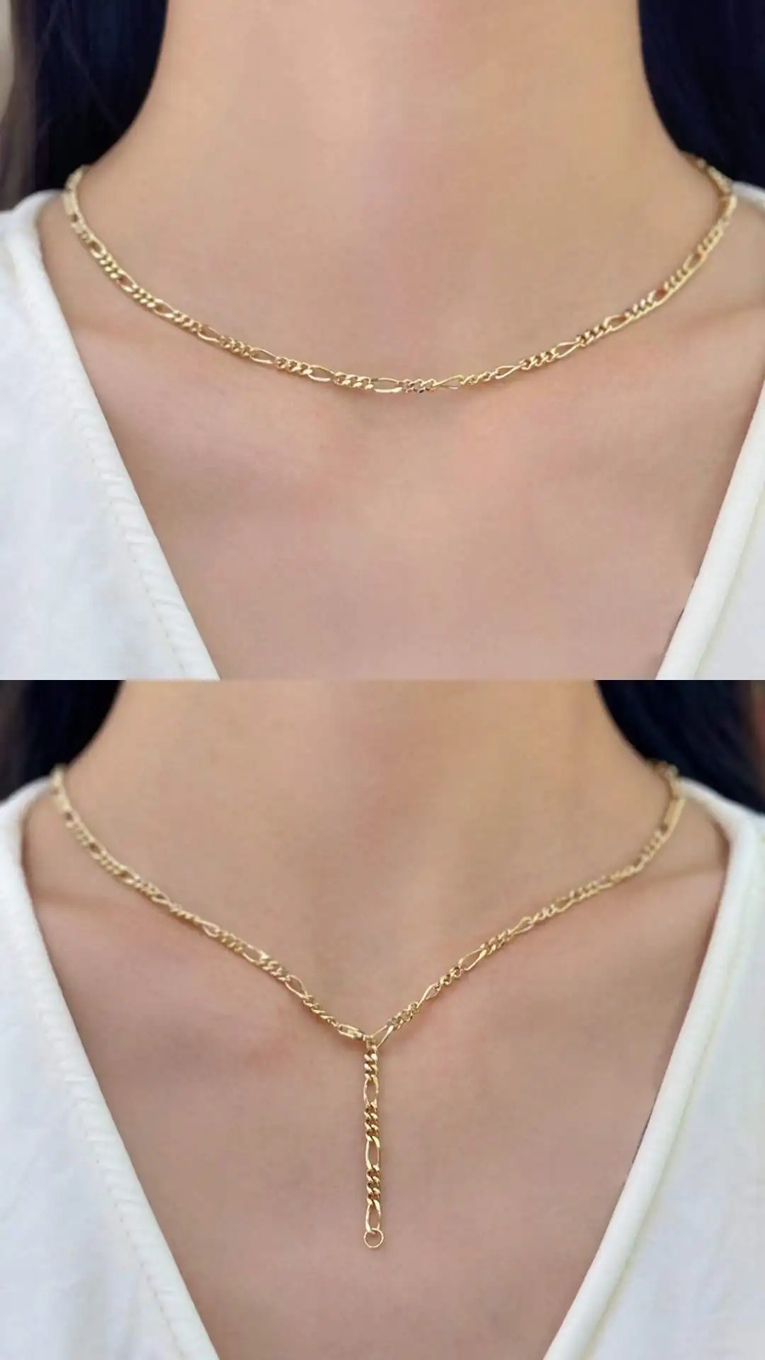 AU750 Real Gold Jewelry Wholesale 18K Solid Gold Italy Chain Necklace Handmade Figaro Link Chain No plating Variety of Size