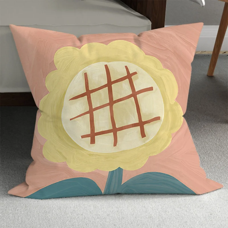Bindi Sunflower Print Throw Pillows Cushion Cover Ins Style Cushion Decorative Pillow Nordic Sofa Pillow Cover