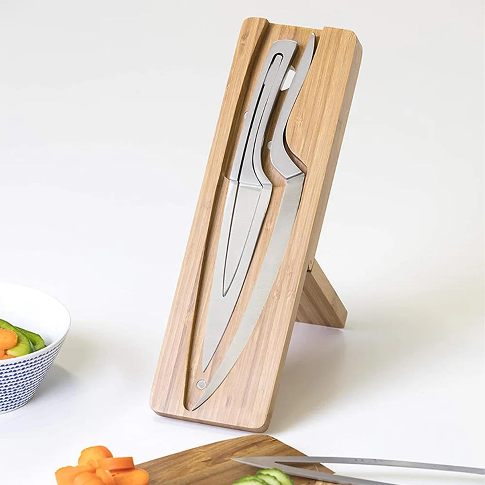 Уникальный набор кухонных ножей из нержавеющей стали премиум-класса 3cr14 4 предметов профессиональные ножи шеф-повара с магнитным бамбуковым держателем