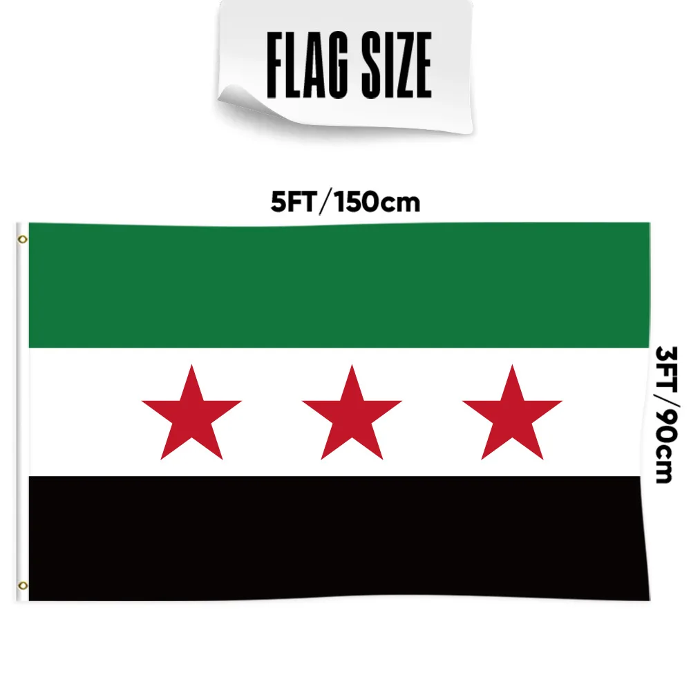 Быстрая доставка Oem Odm 3*5 футов с индивидуальным принтом Национальный флаг Сирии зеленый