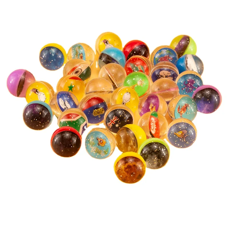 Wholesale Colorful Bouncy Ball fruits animals and star card Bouncing Ball Capsule Toy machine transparent  bouncy ball