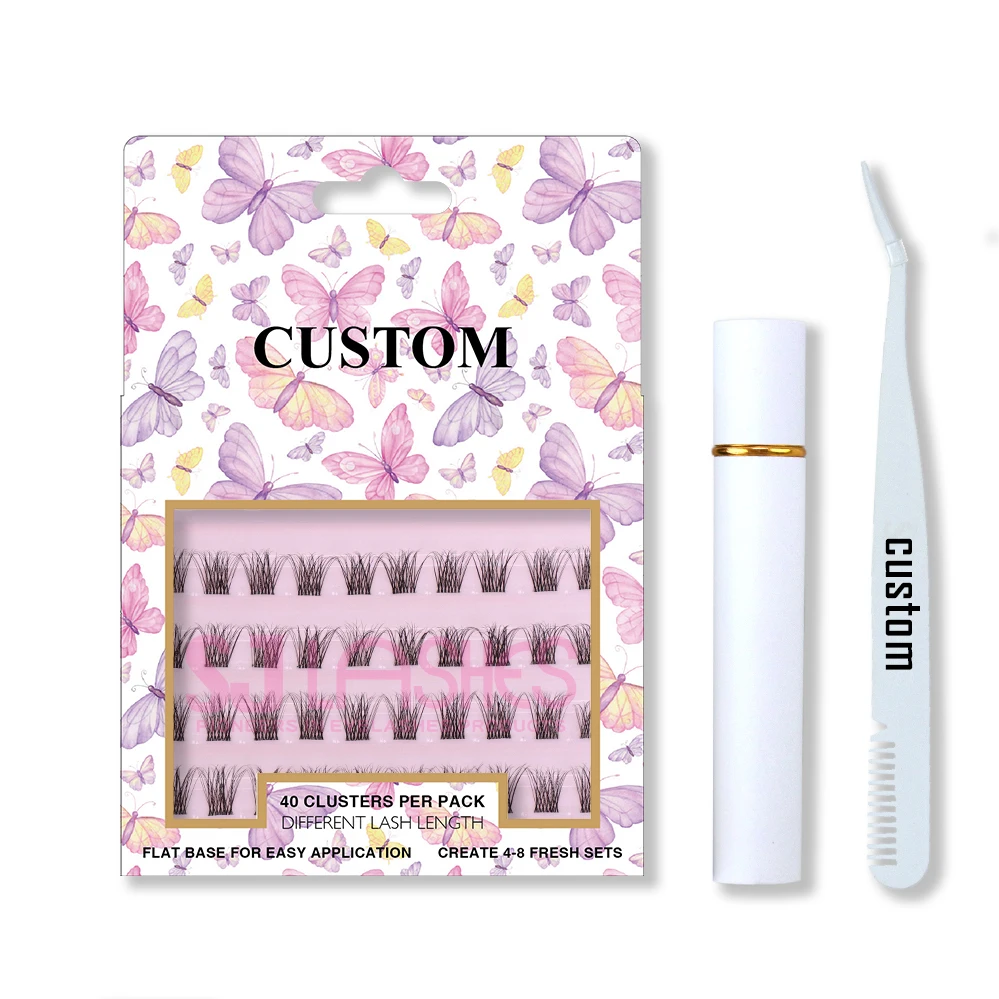 Private Label Individual Eyelash Clusters Diy Kits Premade Fans Lash Pre Cut Segment Eyelash Knot Free Mink Cluster Lashes
