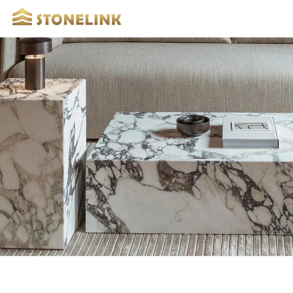 Custom Modern Marble Home Decor Pillar Side Table Natural Square Cube Marble Plinth