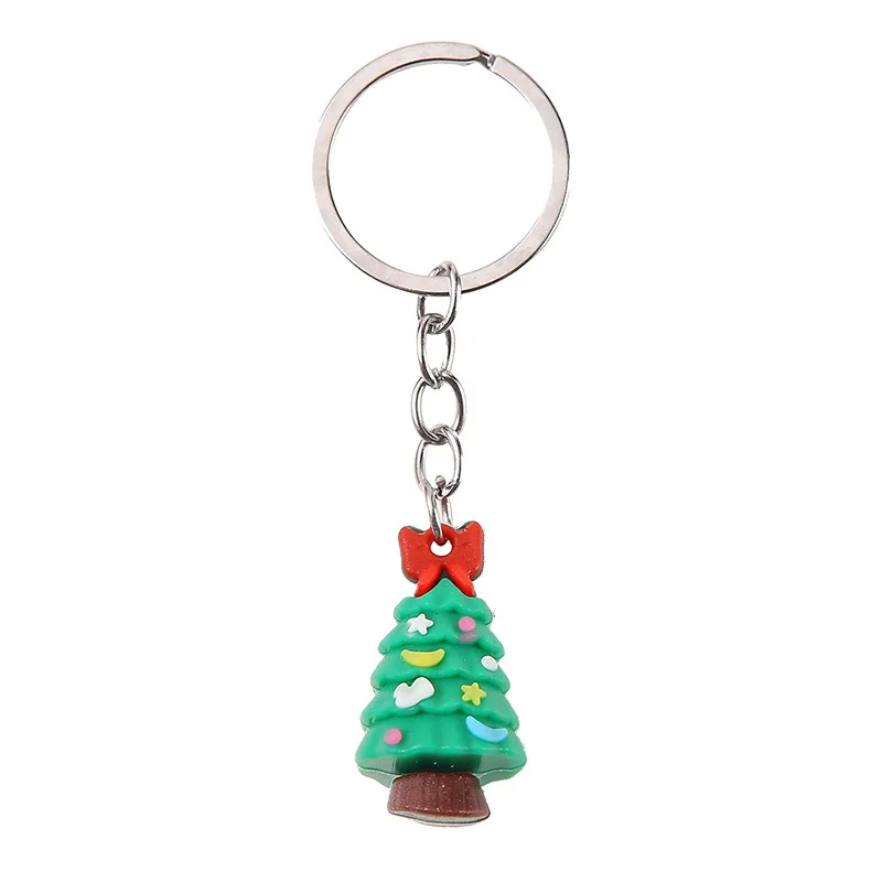 Cartoon 3D Silicone Christmas Doll Keyring Santa Claus Christmas Tree Old Elk Keychain Cute Doll Bag Pendant Jewelry