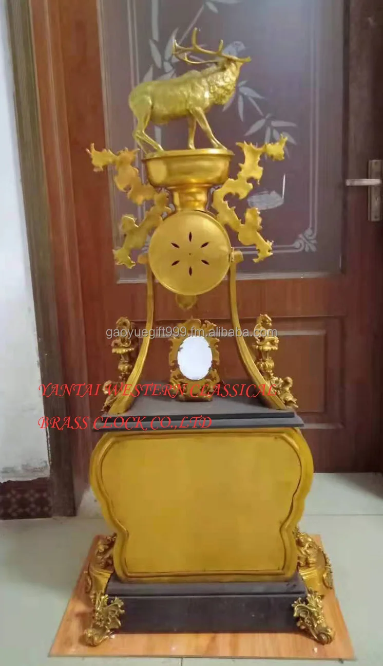 western classical brass clock  auspicious deer decorative clock  bronze clock
