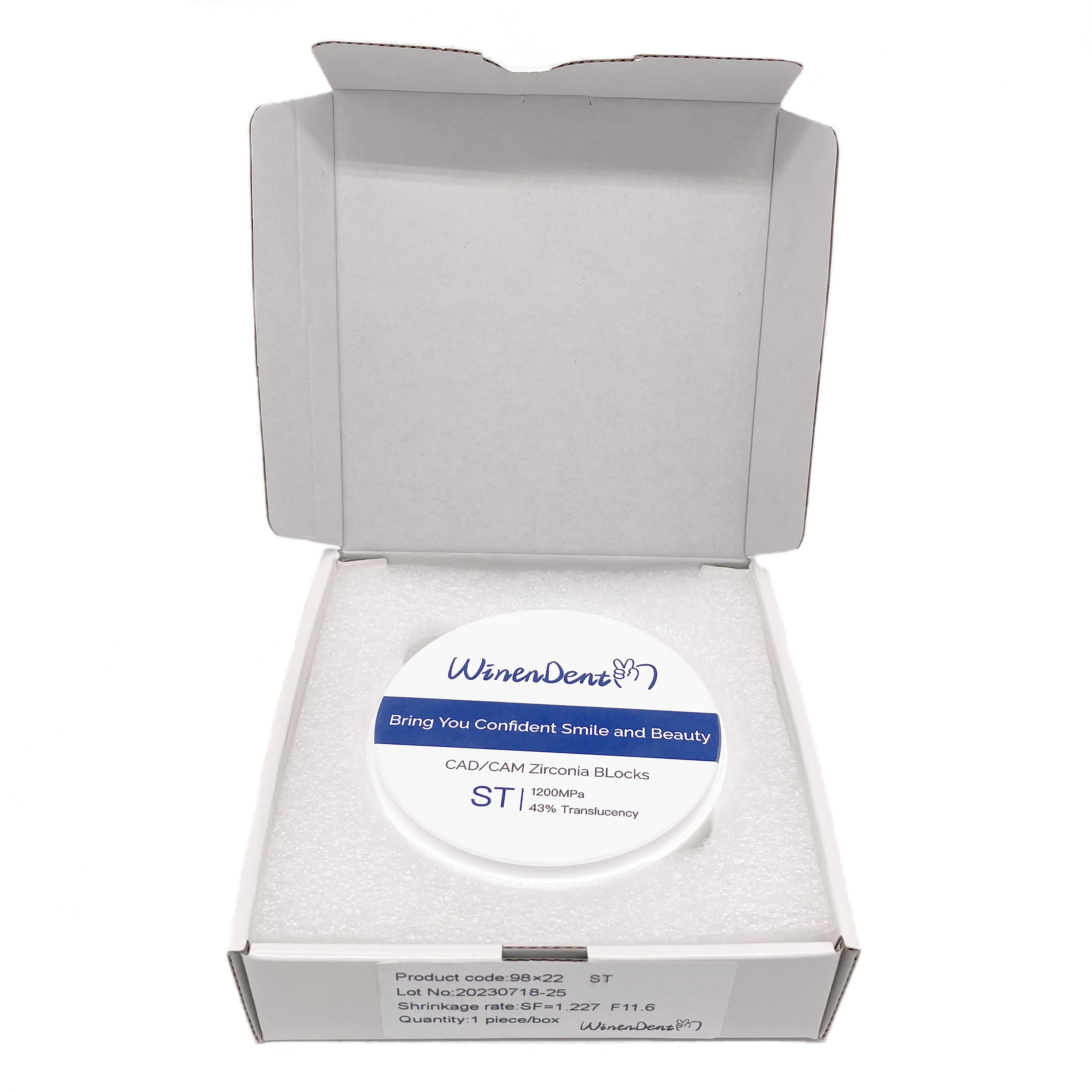 Factory price Dental Super translucent ST 98mm 22mm white block ceramic disc for Cad Cad system