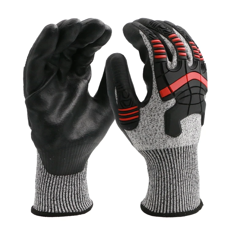 MAXIPACT 13G Anti-Cut Nitrile Foam Safety Gloves TPR Back Hand Anti-Collision Coated Style Nylon Lining EN388 Certified Free