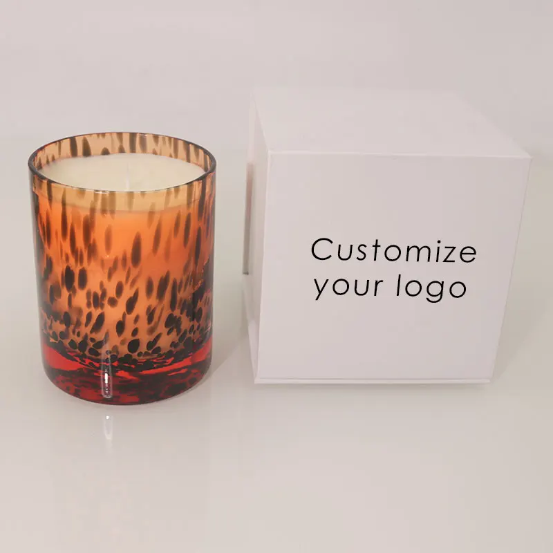 Eco-Friendly Wholesale Customized Ceramic Scented Soy Wax Spotted Jar Candle Crystal Decoration Pumpkin Gift Set Luxury Candle