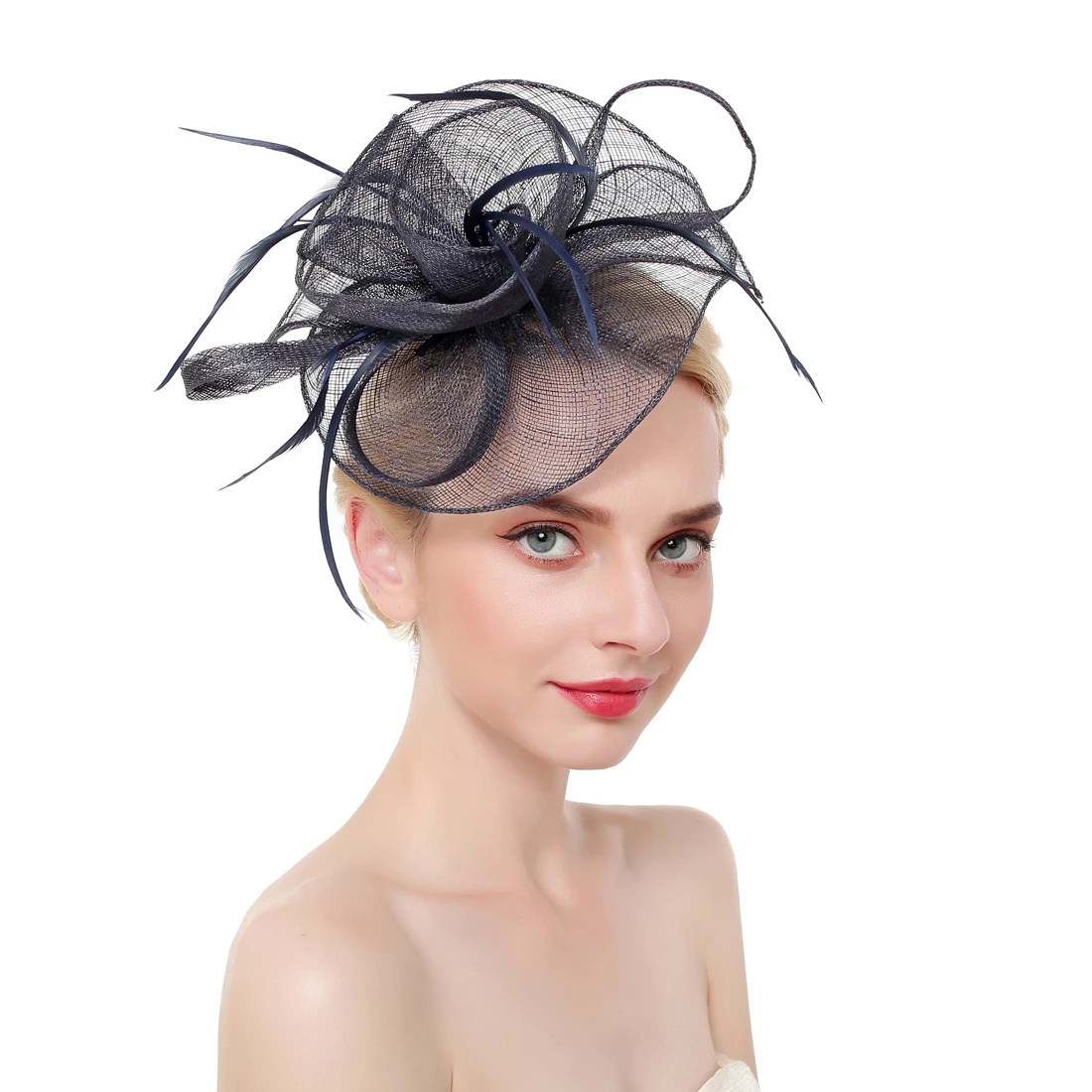 Custom Fashion Bridal Feather Hat Fascinator Ladies Hats Wedding Church Accessories