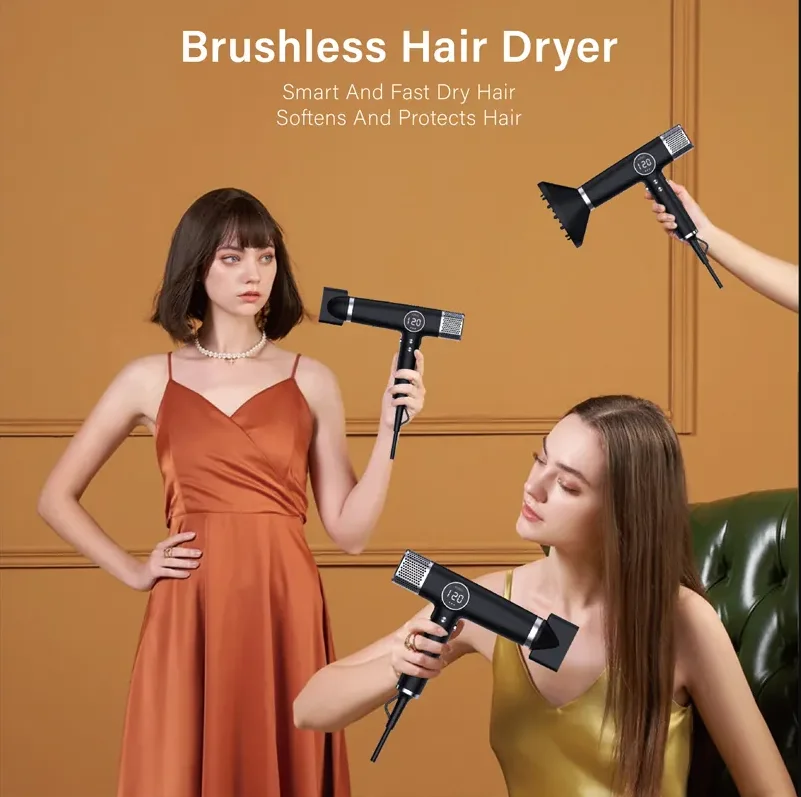 Professional Salon High speed hair dryer Negative ion strong power blowout brushless motor hair dryer with automatic curls